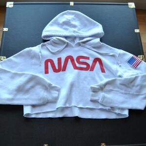 NASA Medium White Forever 21 Crop Top Hoodie